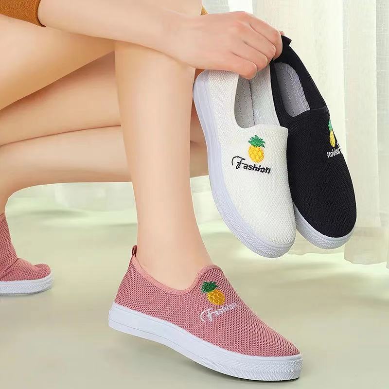 Gobra ♕ SEP023 (Tanpa Kotak) Sepatu Sneakers Nenas Nanas Tanpa Tali Fashion Wanita Casual Sport Santai Olahraga Import