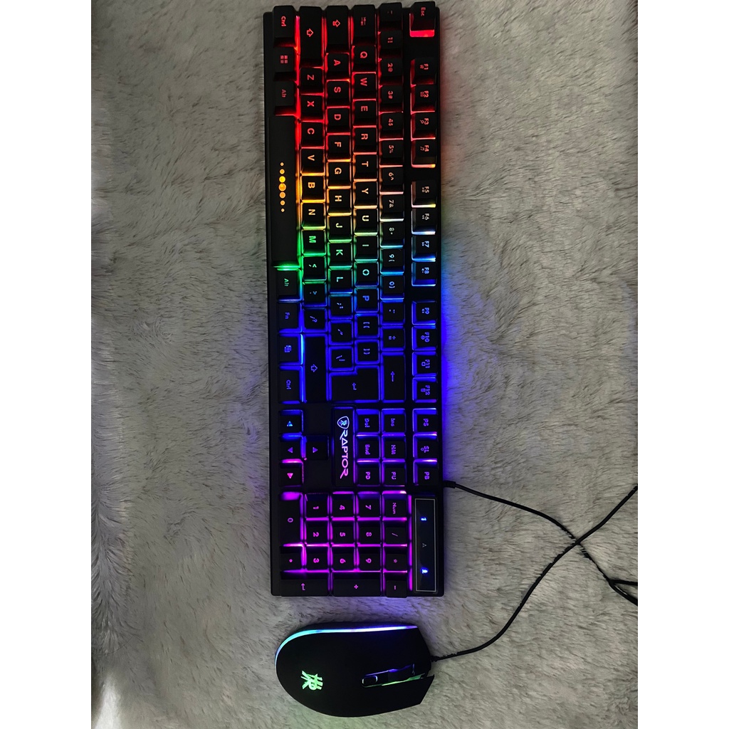 PAKET KEYBOARD MOUSE GAMING GAME RGB RAPTOR CYPHER 890 USB WIRED KABEL LIGHT LIGHTING