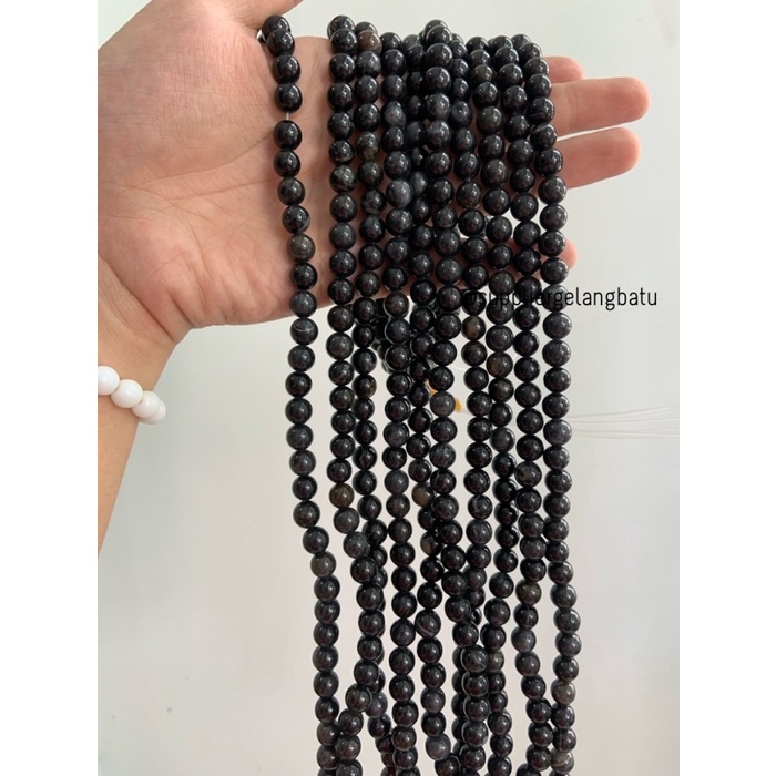 bahan batu BLACK TOURMALINE 8mm bongkah akik natural tormalin HITAM