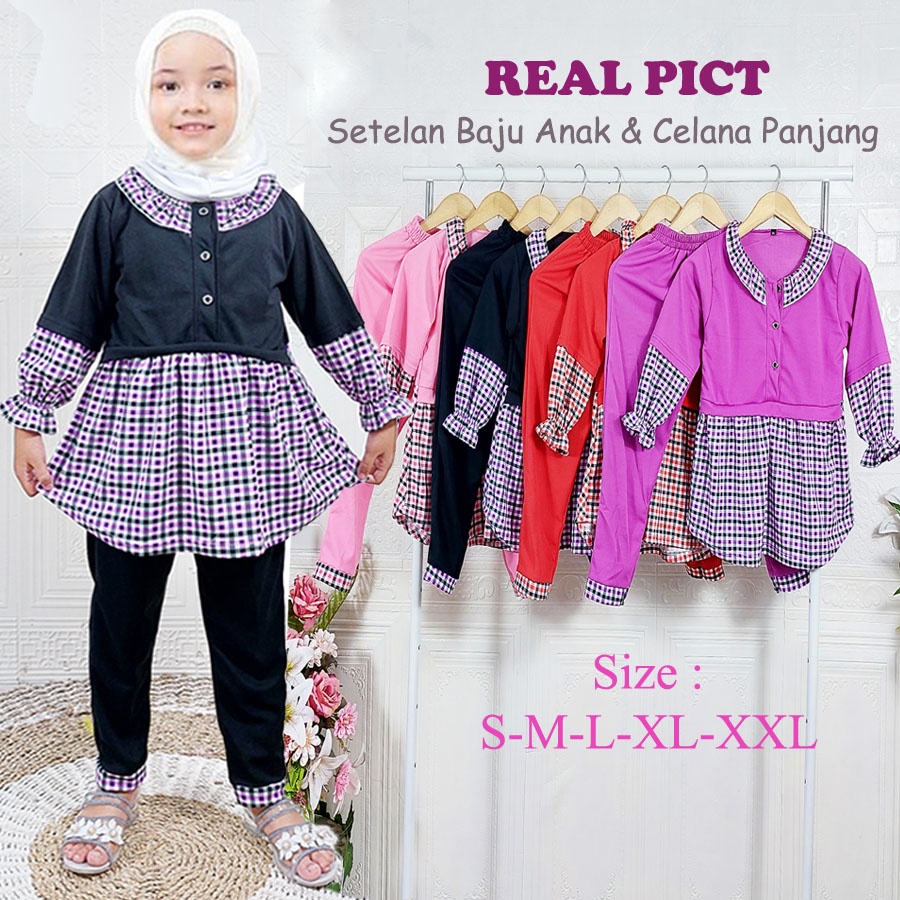 CINTARY RAMADHAN SETELAN ANAK PEREMPUAN TUNIK SET CELANA PANJANG 2-13 tahun GL FASHION