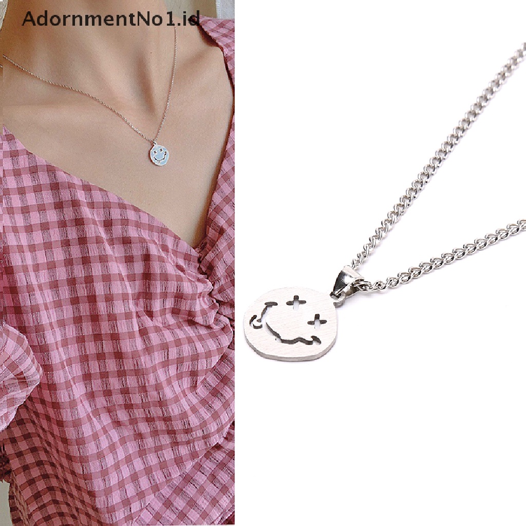 [AdornmentNo1] Kalung Gaya Punk Hip Hop Goth Rantai Baru A Smile Face Pendant Jewelry [ID]