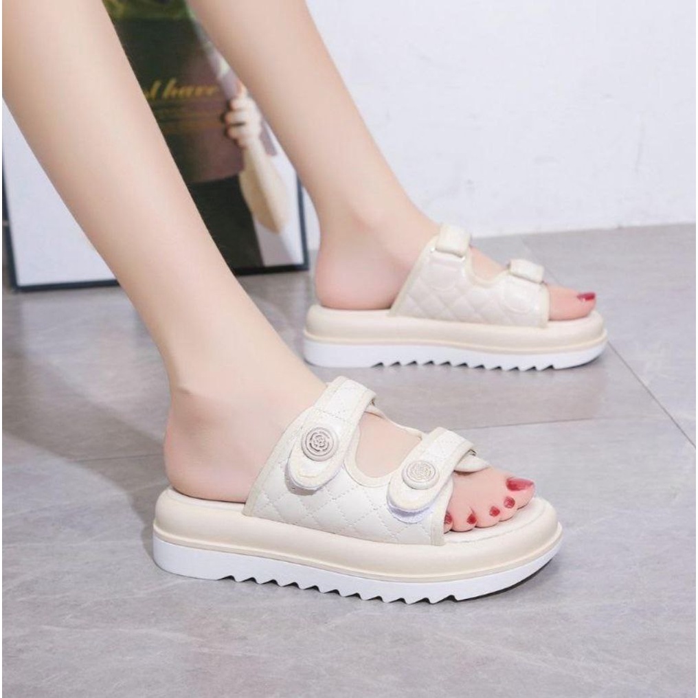 DDXX0789 Sandal Wanita Slip On Strap Fashion Import CASSIE Ready Jakarta Bisa COD (With Box)