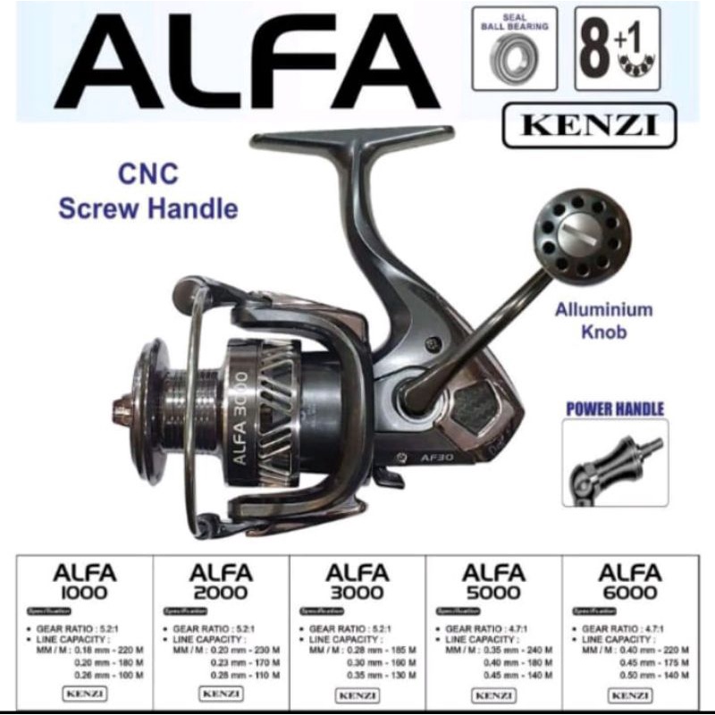 REEL PANCING KENZI ALFA 1000/2000/3000/5000/6000 ... 9 BB