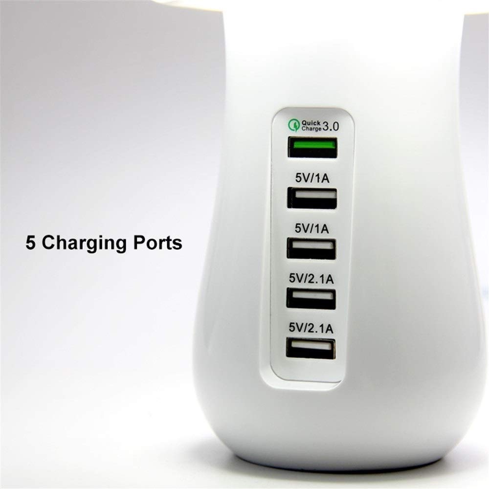 Colokan Multifungsi Pengisian Cepat Lampu LED 5port USB Charger QC 3.0 Fast Charge 5usb-Port Dinding Charge Cepat Dengan Teknologi Quick Charge Qualcomm 3.0