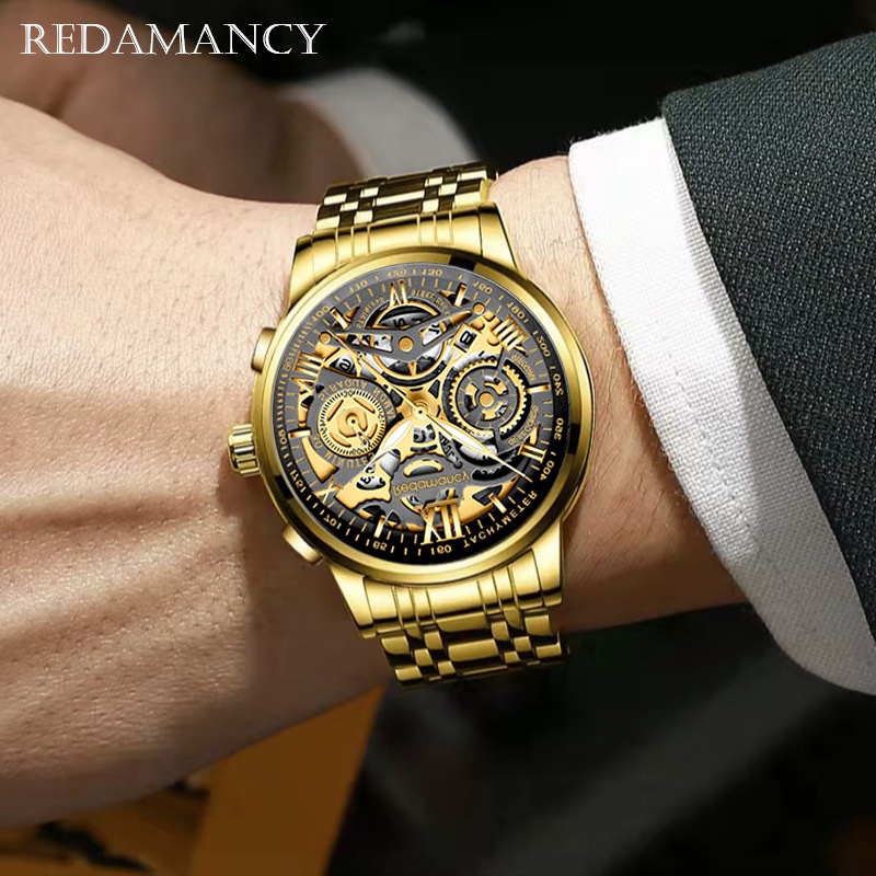 Redamancy Original Jam Tangan Pria Anti Air Watch Luxury Arloji bisnis Stainless Steel