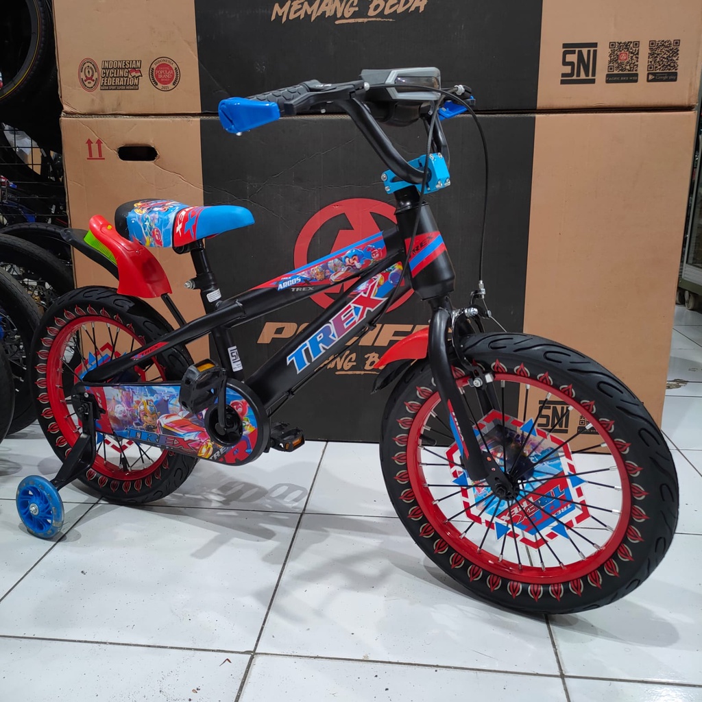 bmx trex argos 16 &amp; 18 inch sepeda anak cowok music dan lampu