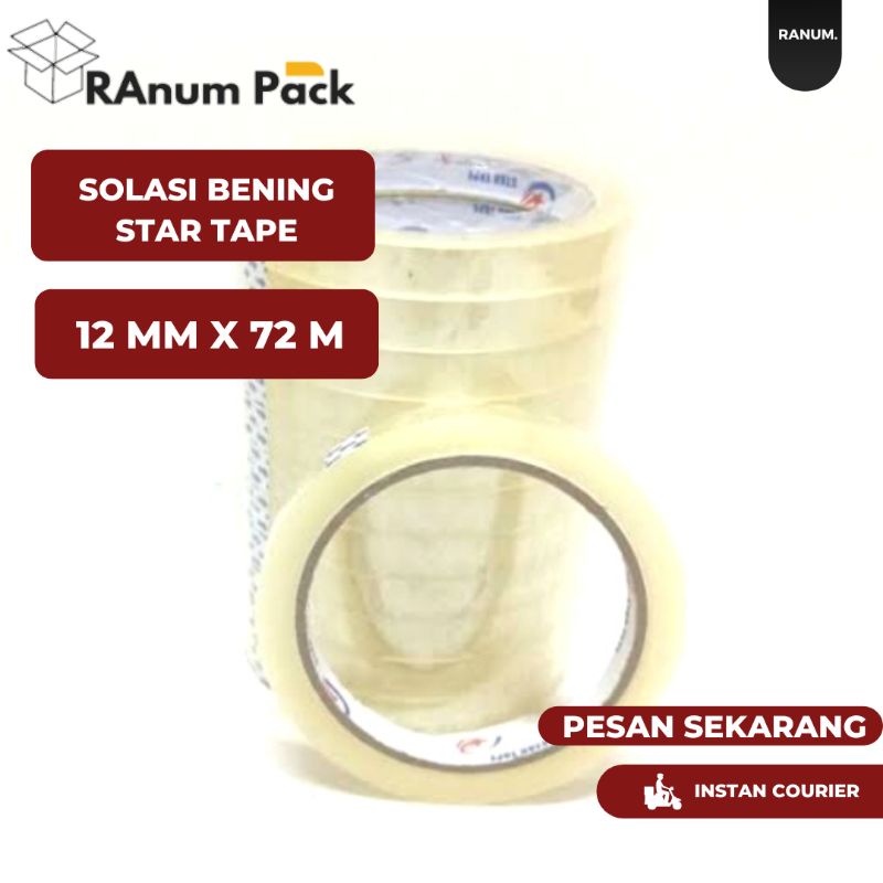 

Solasi / Lakban Bening 12 mm x 72 m Selotip Kecil Star Pack 0,5 inch