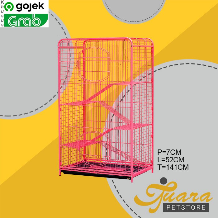 Gosend Kandang Kucing Anjing Kelinci Sugar GliderTingkat Roda knowdown