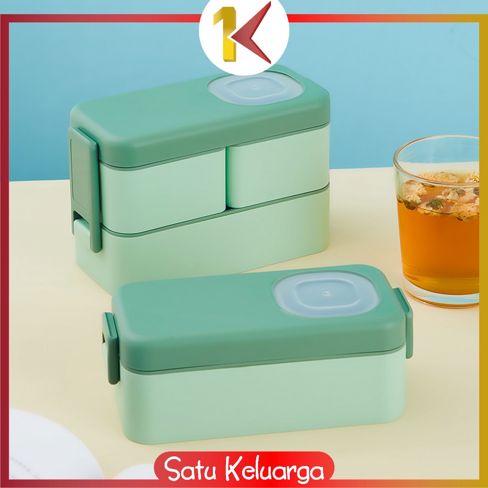 SK-C779 Kotak Makan 2 Tingkat Portable 1050ML Ada Sauce Cup / Lunch Box 2 Layer / Rantang Makanan Set Anti Tumpah