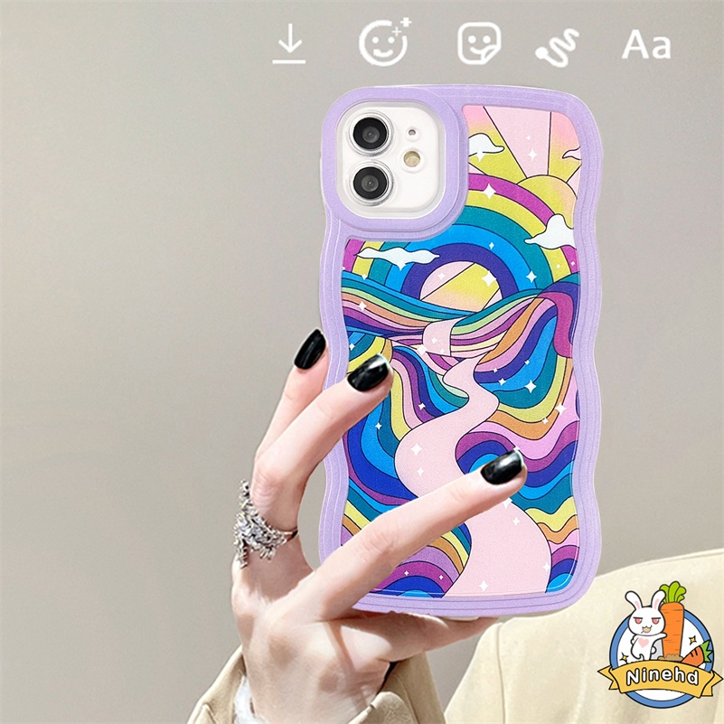 Huawei Y9 Prime 2019 Nova 7i Nova 9 8 7 SE Pro Nova Y90 Y70 Plus 5T 4e 3i 3e Y7A Y9s P20Pro P30 Lite Honor 8X Abstract Art Watercolor Phone Case Bening HD Wavy Edge Soft Case Cover