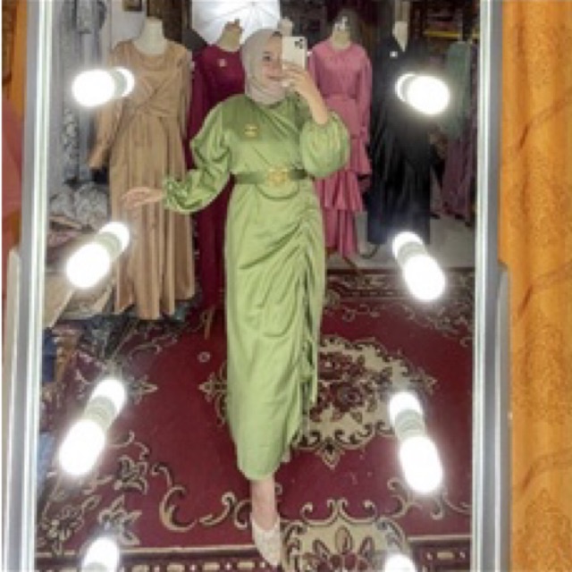 Dress serut bahan satin silk