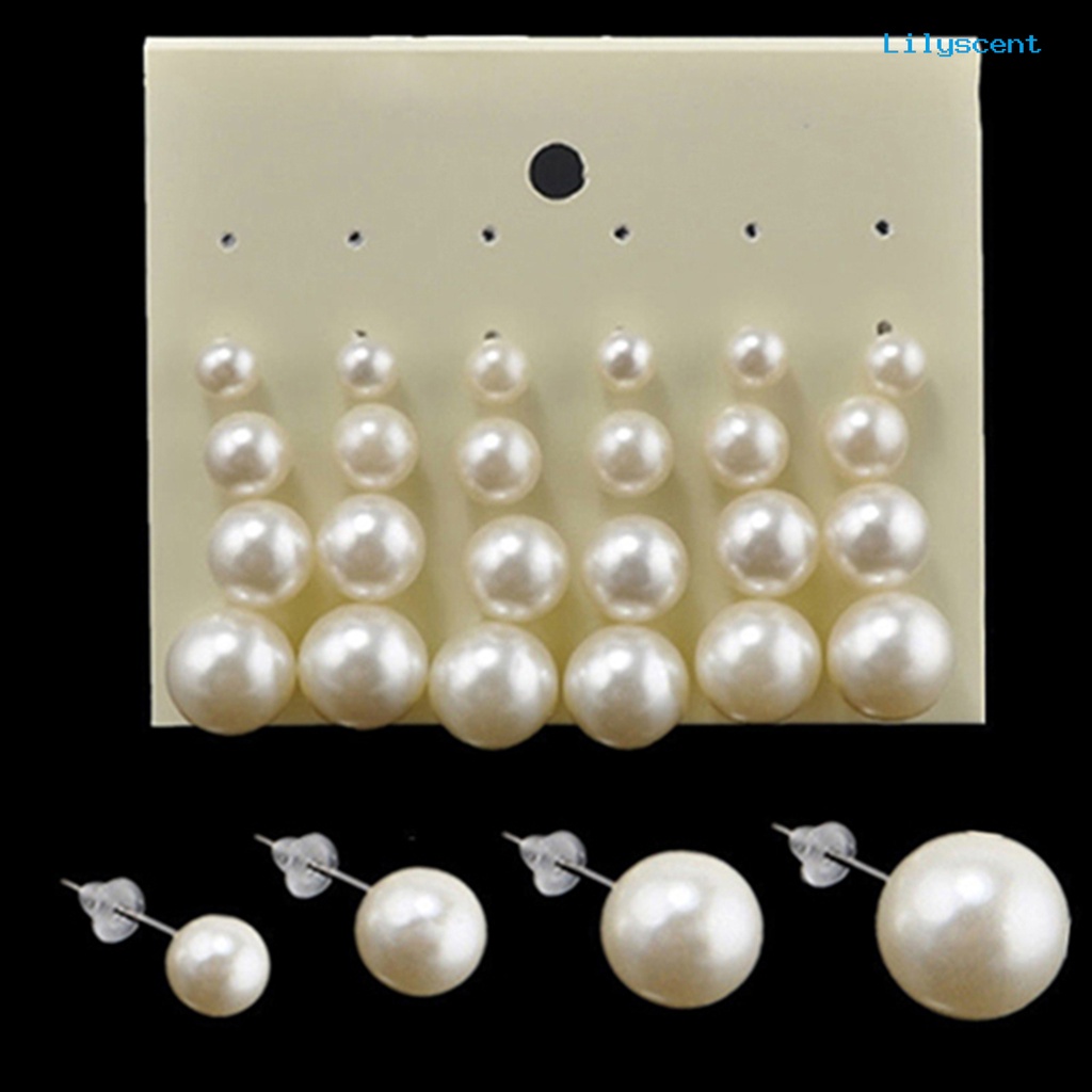 [LS] 12pasang Ear Stud All-match Mutiara Imitasi Elegan Menarik Untuk Pesta