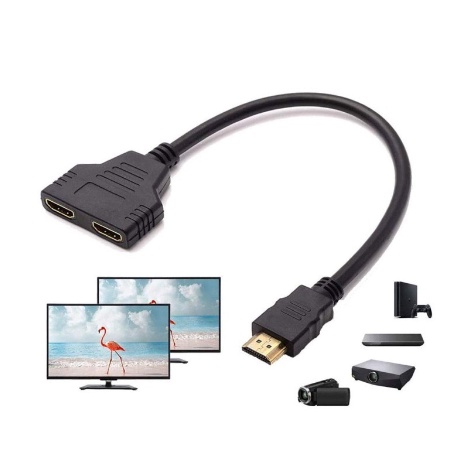 Hdmi splitter 2 port 1080p cable-Kabel hdtv cabang 1 male to 2 female