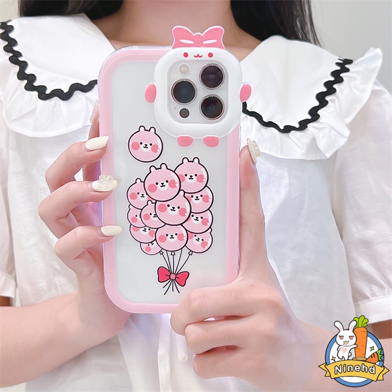 IPHONE Casing Kompatibel Untuk Iphone14 13 12 11 Pro Max X Xr Xs Max7 8 6 6s Plus Se2020Pink Piggy Balon Little Monster Lens Phone Case Shockproof Silikon Soft Case Cover Pelindung