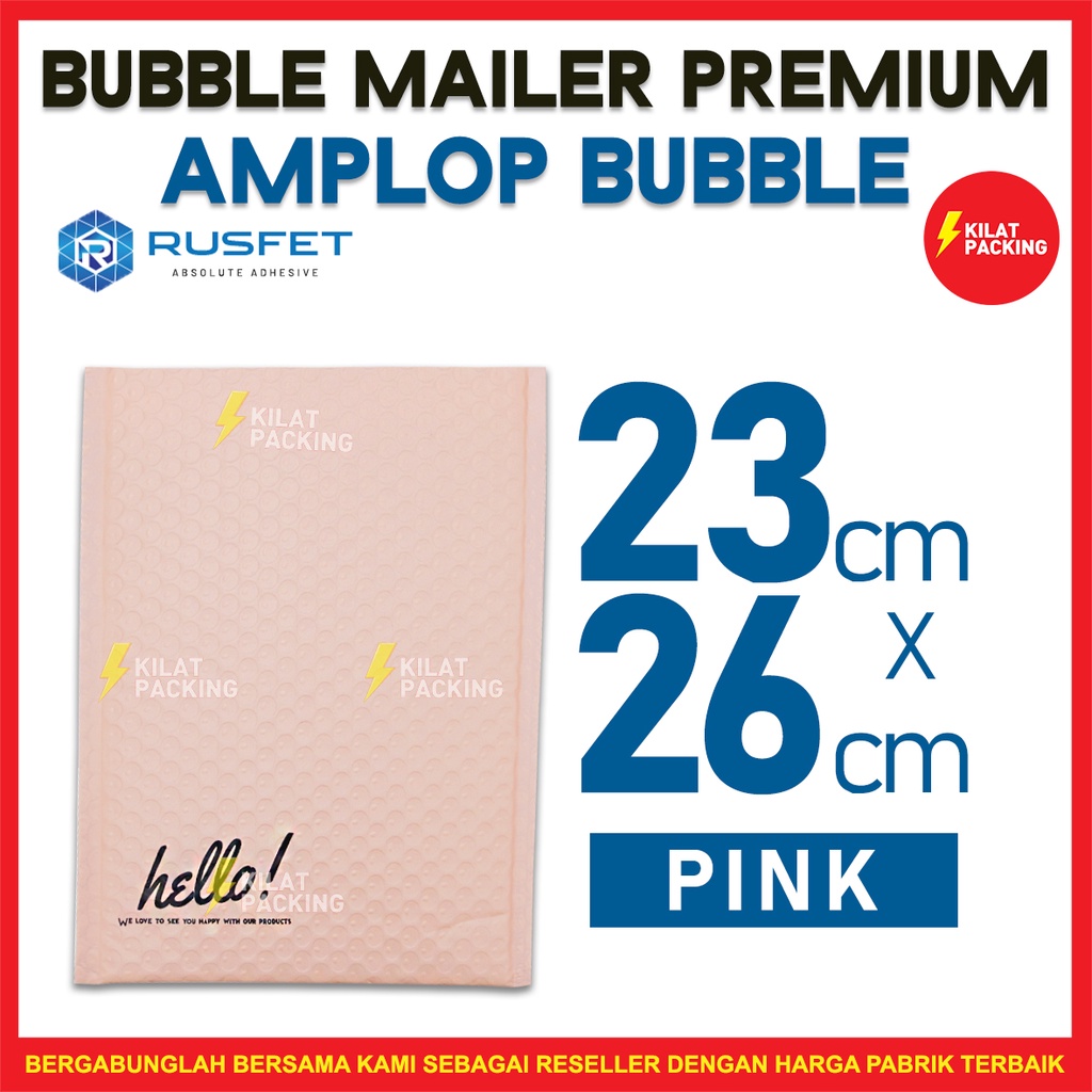 

AMPLOP BUBBLE 23CM X 26CM - BUBBLE MAILER - BUBBLE PACKING HELLO PREMIUM TERMURAH NUDE PINK