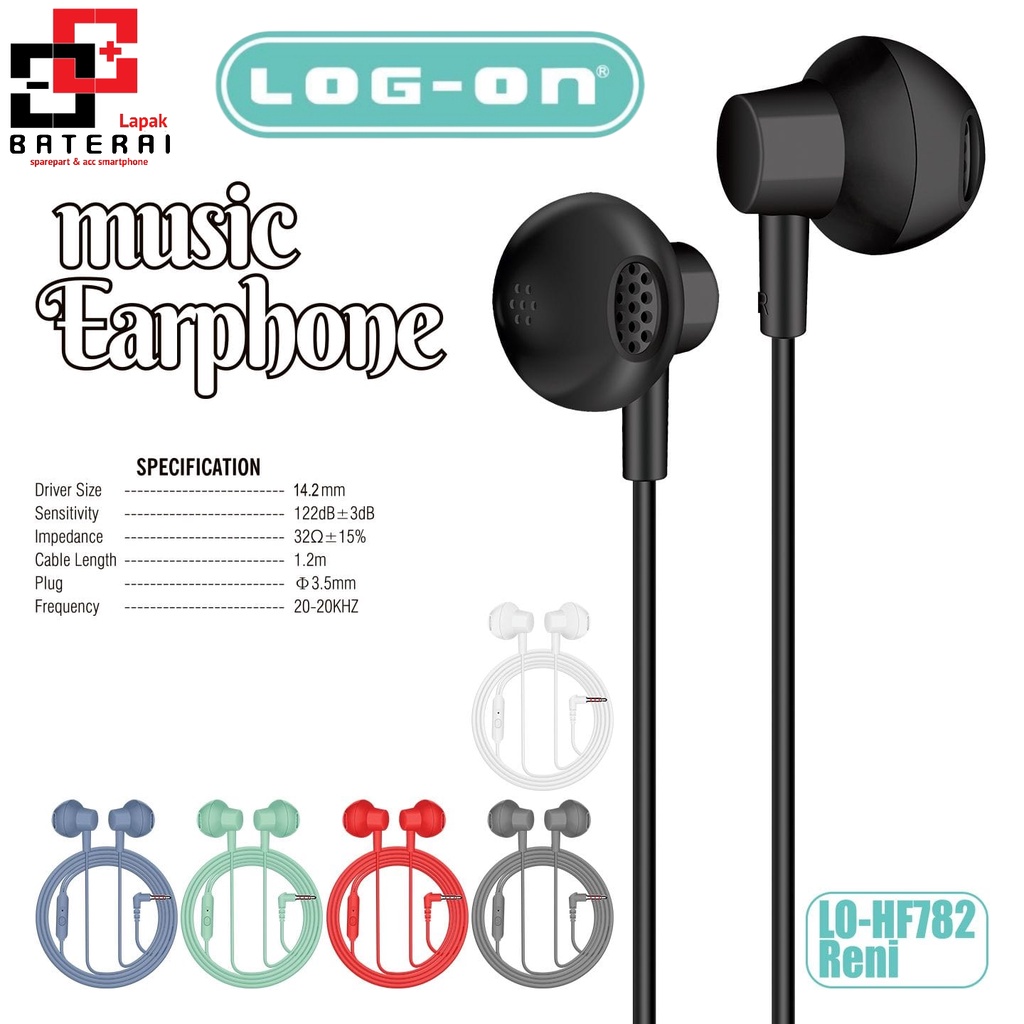 Log on - HF782 RENI Handsfree Earphone Music With Mic 3.5mm / Headset - 1 Tahun Garansi