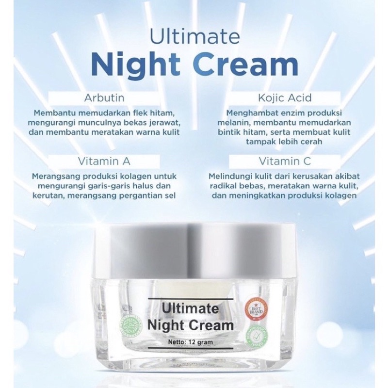 MS GLOW Night Cream Variant Acne Ultimate Whitening Luminous / Nite Cream Malam Ms Glow Original