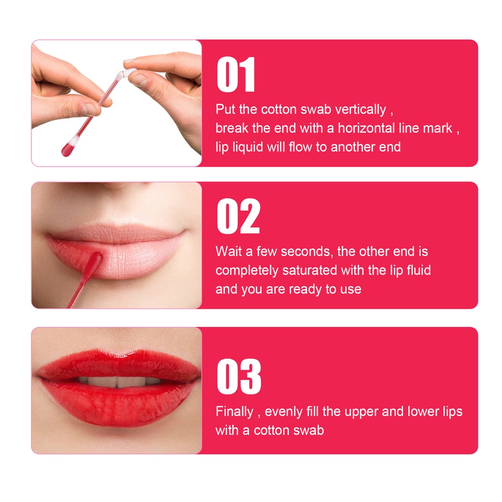【COD】Lipstik Lip Glaze 1.5ml Kapas Swab Tahan Lama Tahan Air Kuas Bibir Non-Lengket Cotton Swab Lipstik Lip Glaze Portabel Dan Praktis-CH