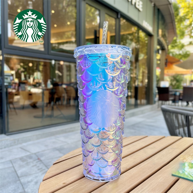 710ML Starbucks Mermaid Scales Cup Fish Scale Cup Starbucks Tumbler Cangkir Jerami Starbucks Mug