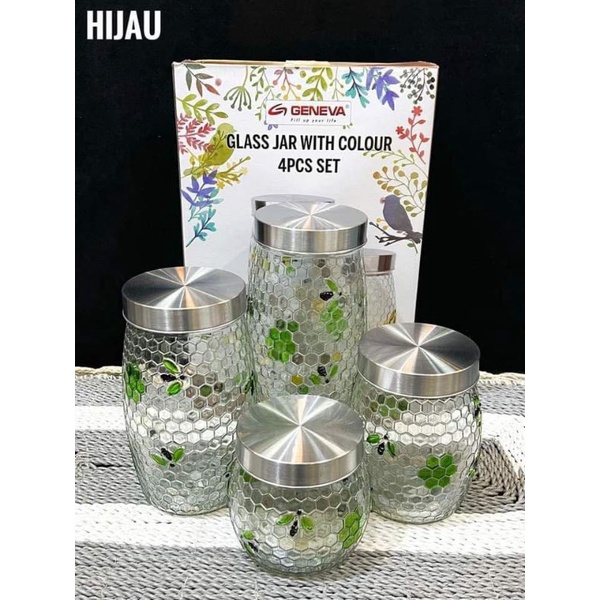 Toples Kaca Madu Geneva Set 4 Pcs /toples kaca 4 pcs