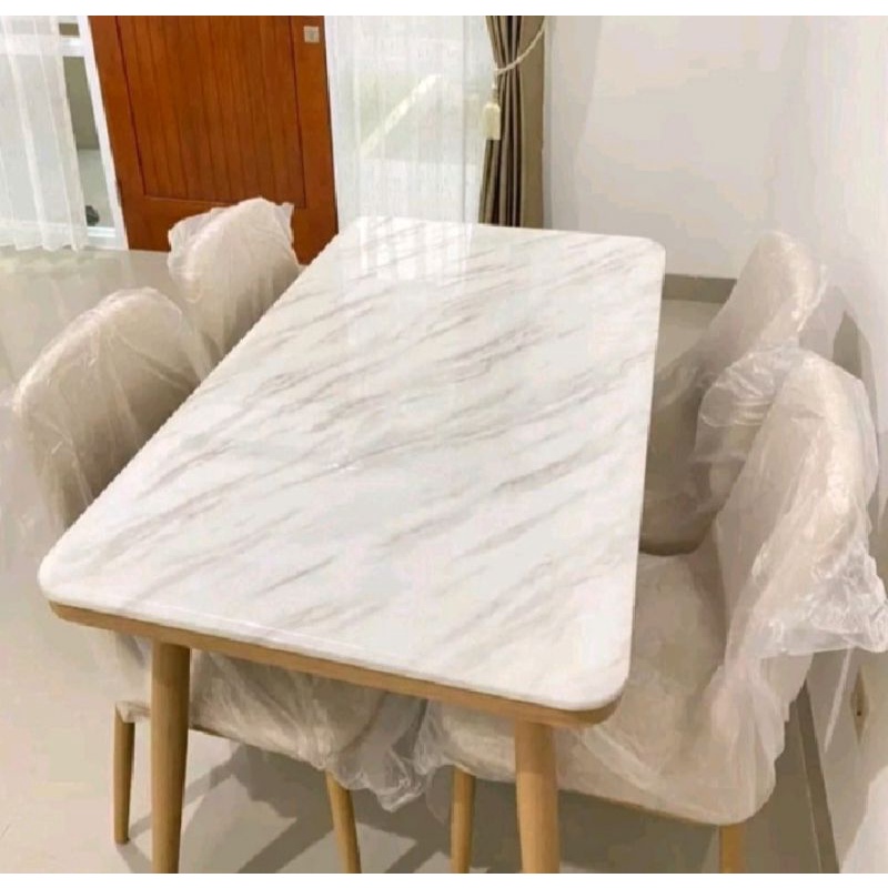 (Free Ongkir Jabodetabek ) Meja Makan Marmer 4 Kursi Dining Table Minimalis set