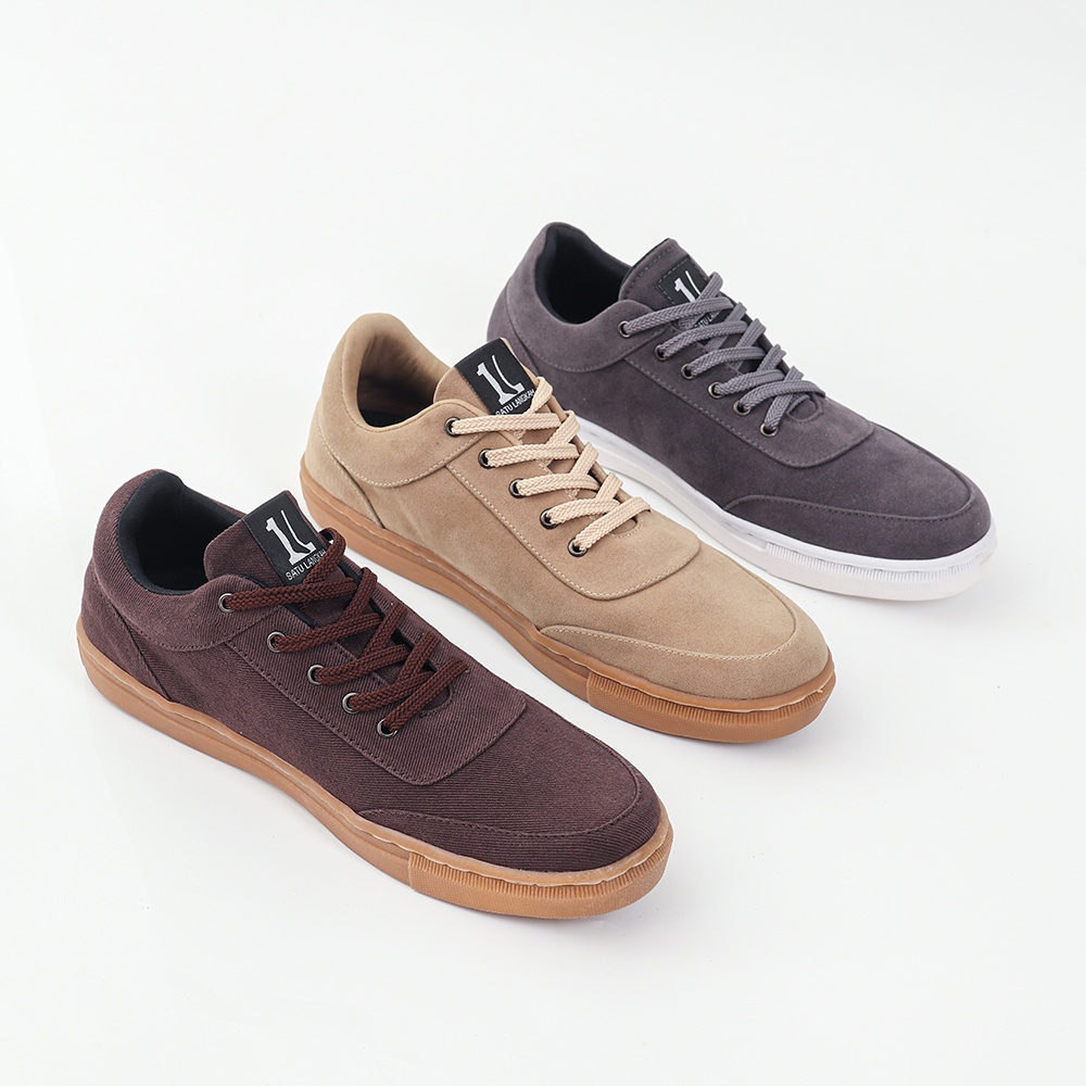 FRANKY BROWN |ManNeedMe x 1 LANGKAH| Sepatu Sneakers Pria Casual Shoes Sporty Sol Dijahit PREMIUM ORIGINAL