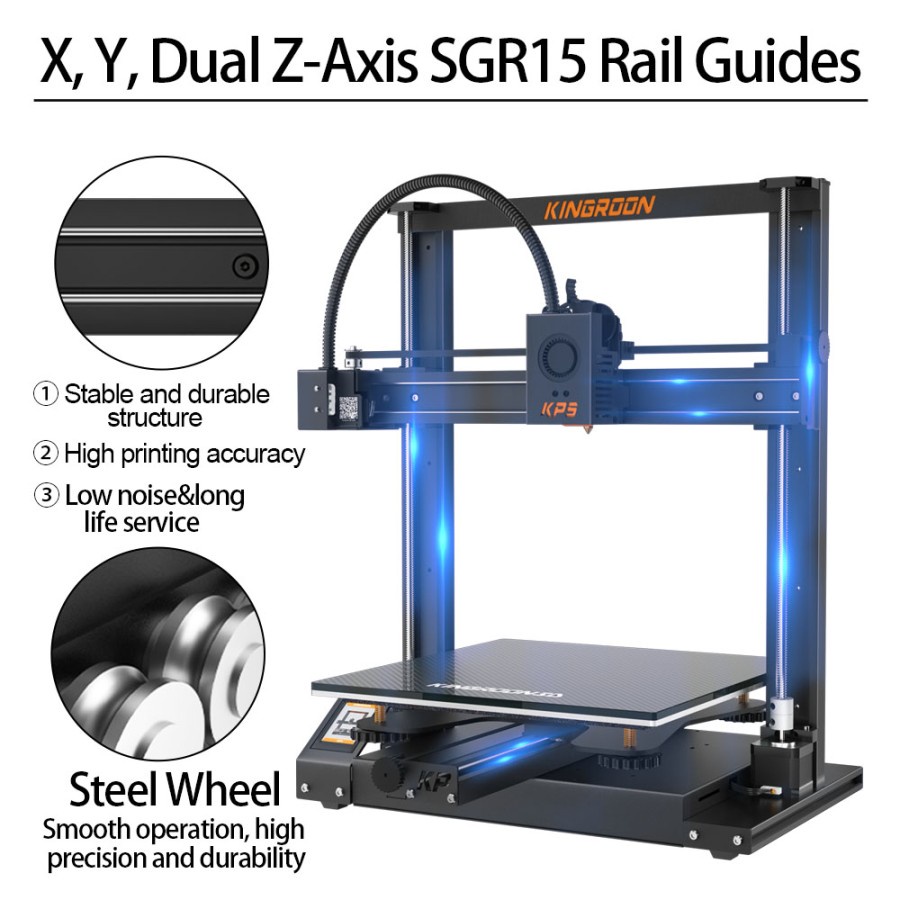 3D Printer Kingroon KP5L PRO XYZ Dual Linear Rail Direct Drive TMC2225