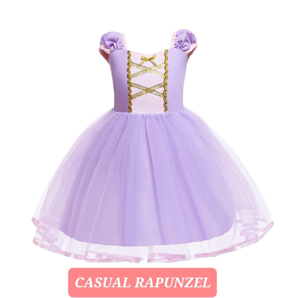 BAJUKIDDIE CASUAL RAPUNZEL DRESS ANAK CEWEK KOSTUM PRINCESS COSPLAY UNGU