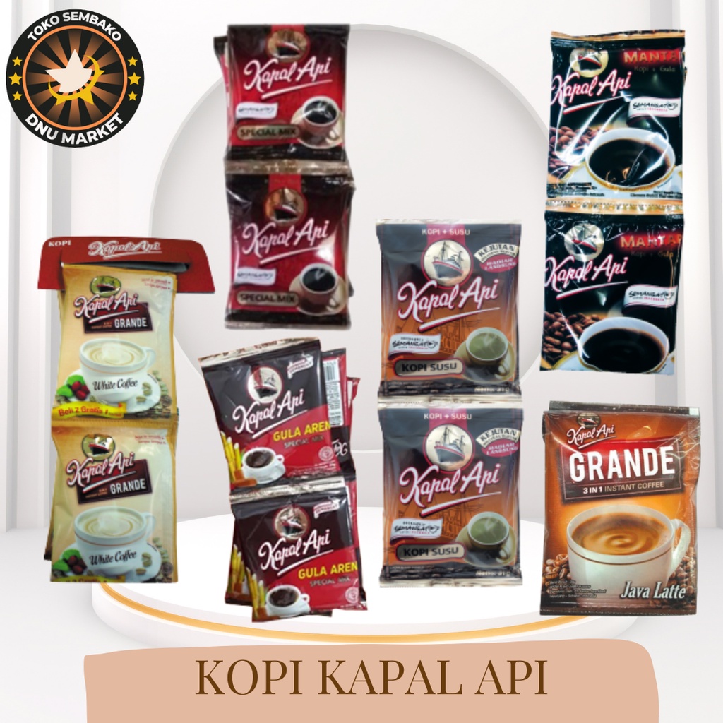 

KAPAL API KOPI BUBUK SPECIAL MIX, KAPAL API KOPI BUBUK+GULA MANTAP, KAPAL API KOPI SUSU, KAPAL API KOPI INSTANT 3 IN 1 GRANDE JAVA LATTE, KAPAL API KOPI BUBUK GULA AREN SPECIAL MIX, 1 Renceng isi 10 Sachet