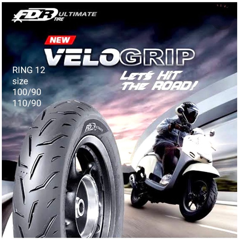 Paket ban tubles fdr city go - velo grip 100/90+110/90 ring 12 dapat 2 ban depan+belakang free pentil 100% original