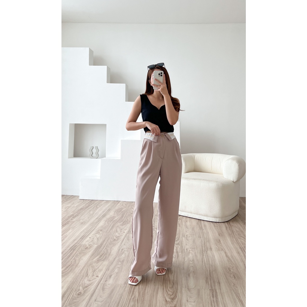 POTTIE - Cassey Collar Cullotes Pants - Long Culottes High Waist