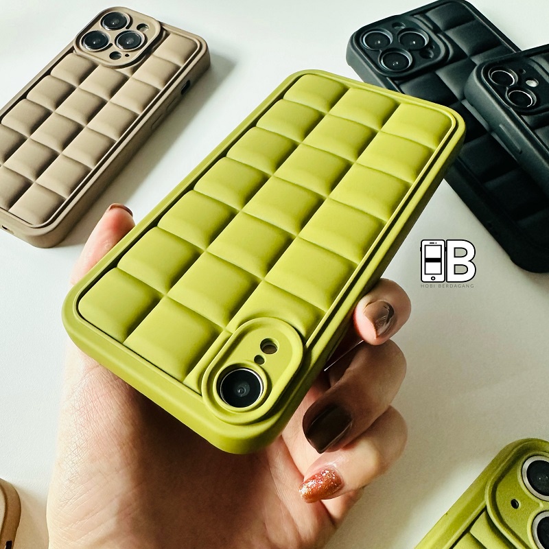 Casing Softcase Waffle Silicone Square Edge Case iPhone X XR XS 11 12 13 14 PRO MAX