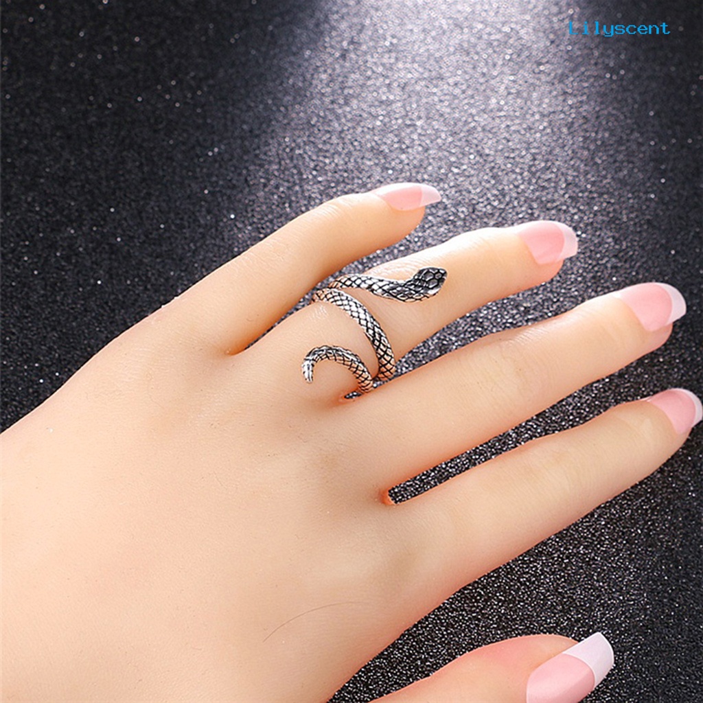 [LS] Cincin Jari Bentuk Ular Perhiasan Hadiah Alloy Punk Cobra Snake Shape Ring Untuk Pesta