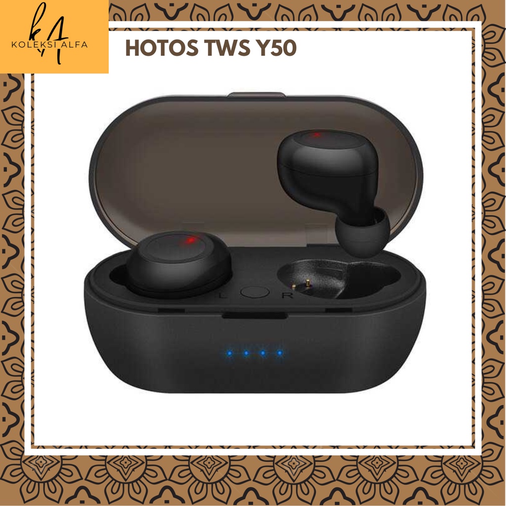 HOTOS TWS Bluetooth Earphone with Charging Case - Y50- Hitam
