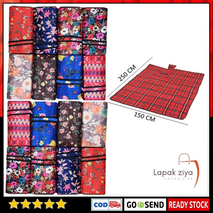 MATRAS TIKAR PIKNIK 250X150 KARPET TAMASYA LIBURAN PORTABLE BISA LIPAT MODEL TAS ANTI AIR