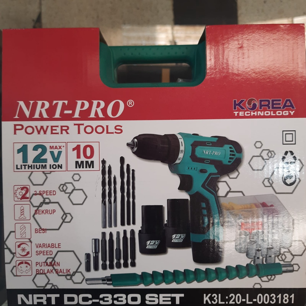 MESIN BOR CORDLESS 12V NRT-PRO DC-330 SET // MESIN BOR CAS
