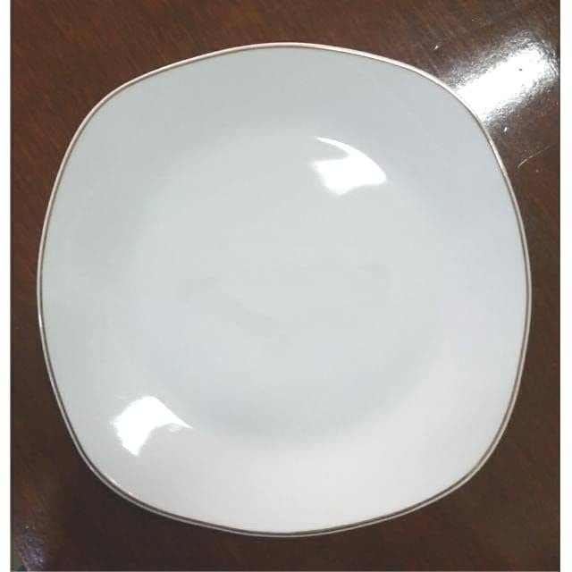 Piring makan 10inch keramik porcelain resto hotel model persegi 25cm