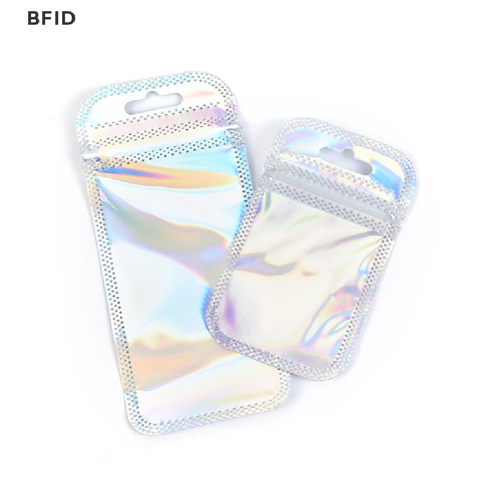 [BFID] 50pcs Laser Aluminium Foil Mylar Zip Lock Bags Reclosable Candy Pouch Packaging [ID]