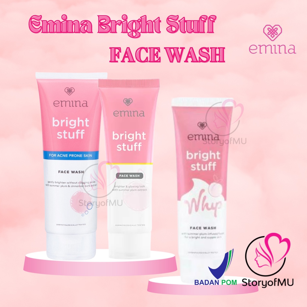 EMINA BRIGHT STUFF Prone Skin Face Wash | Whip Facial Foam Sabun Pembersih Wajah 50gr | 100gr