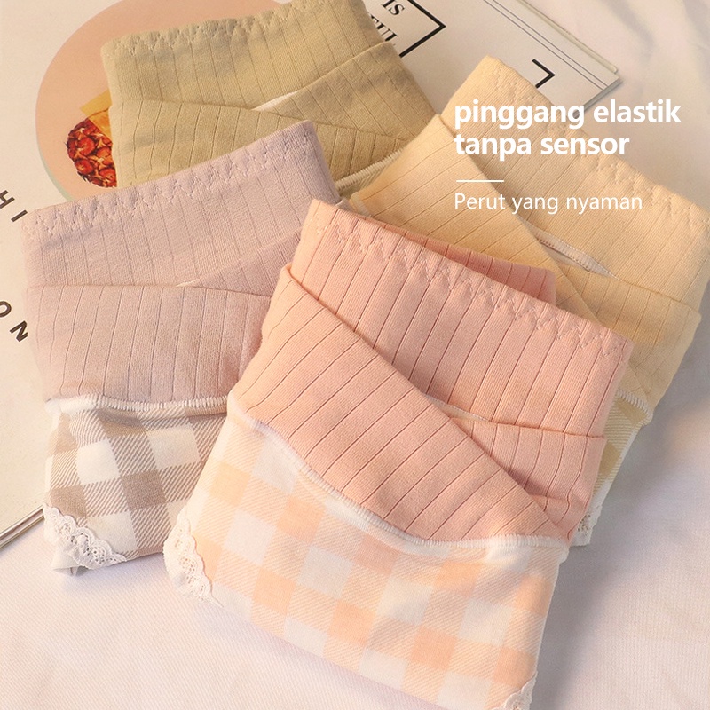 Celana Dalam Hamil Celana Wanita Pinggang Rendah Plaid  Bernapas cd Maternity 5591