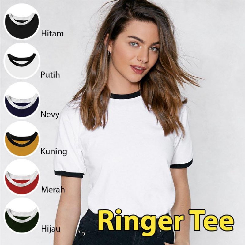RINGER TEE T-SHIRT / KAOS RINGER TEE DEWASA MURAH /KAOS RINGER TEE WANITA