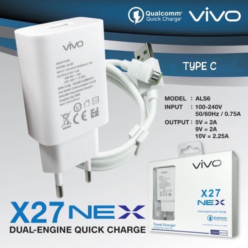 TRAVEL CHARGER VIVO X27 USB TYPE-C CASAN VIVO X27 FOR ANDROID TIPE C