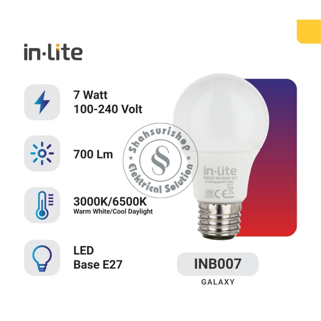 LAMPU LED INLITE IN-LITE INB007 7W 7 W WATT MURAH BERGARANSI