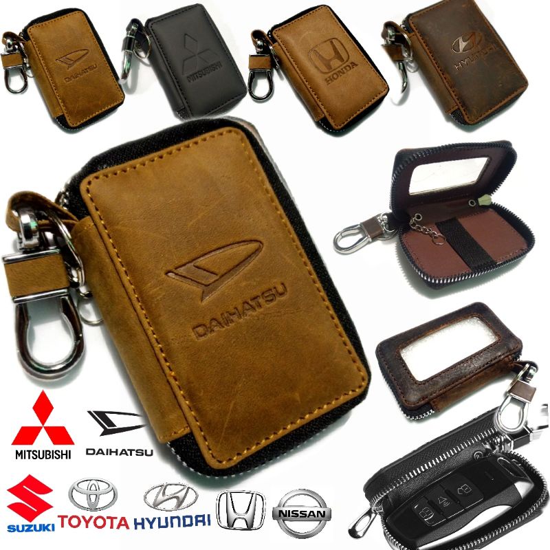 dompet kunci remote keyless mobil kulit asli transparan dompet STNK mobil kulit original