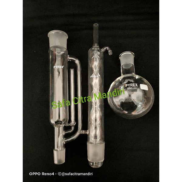 Soxhlet Extractor 500 ml Merk Pyrex / Soxhlet Set 500ml Pyrex