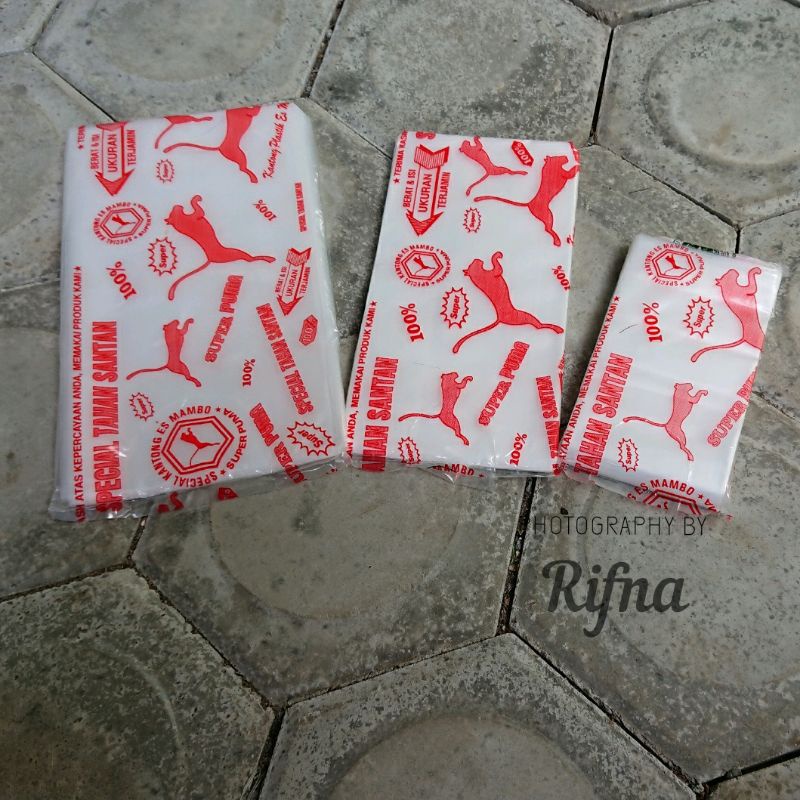 Plastik PE Puma 9x33 1/2kg 1kg Puma Tebal Plastik Es batu Bening