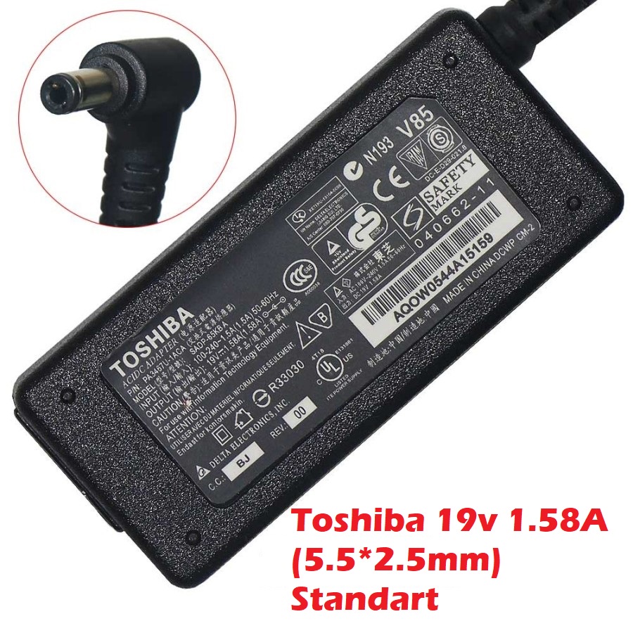 ORIGINAL ADAPTOR TOSHIBA 19V 1.58A (5.5x2.5MM) NB200 NB205 NB250 NB300 NB305 NB500 NB520 ORIGINAL