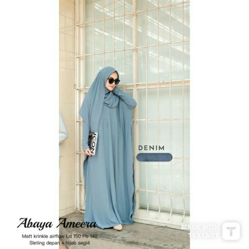 Abaya ameera set hijab Rifaya dress gamis crinkle airflow premium label