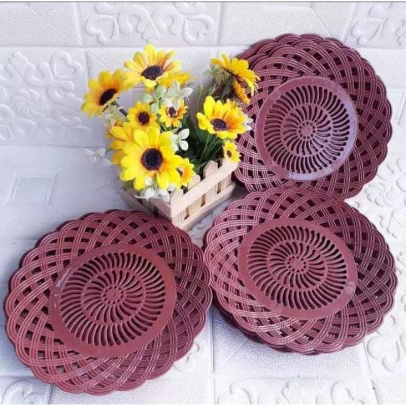 Piring rotan plastik / piring plastik motif rotan / piring hajatan