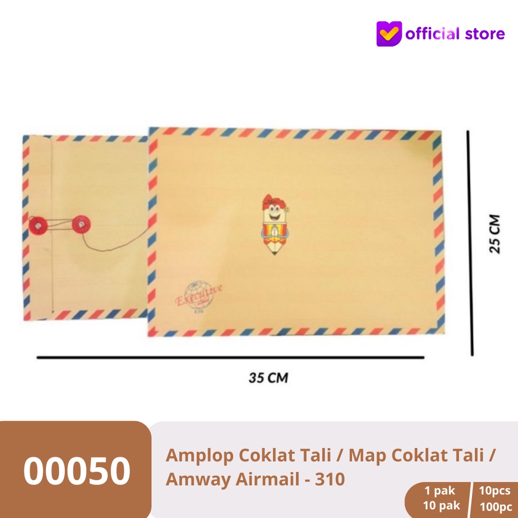 Amplop Coklat Tali / Map Coklat Tali / Amway Airmail - 310 isi 100 pcs